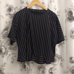 Peplum shirt blue and red stripes